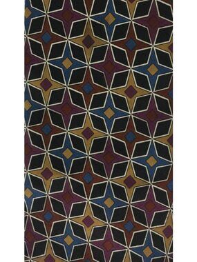 Via Veneto Neck Tie Burgundy Gold Blue Diamond Clover 3.75 in Wide 59 in Long